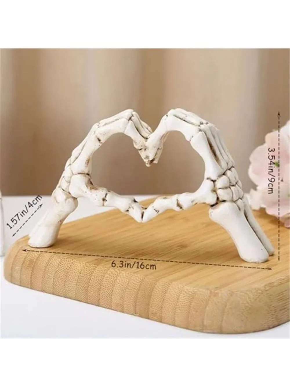 Skeleton Heart Hands Sculpture 6.3